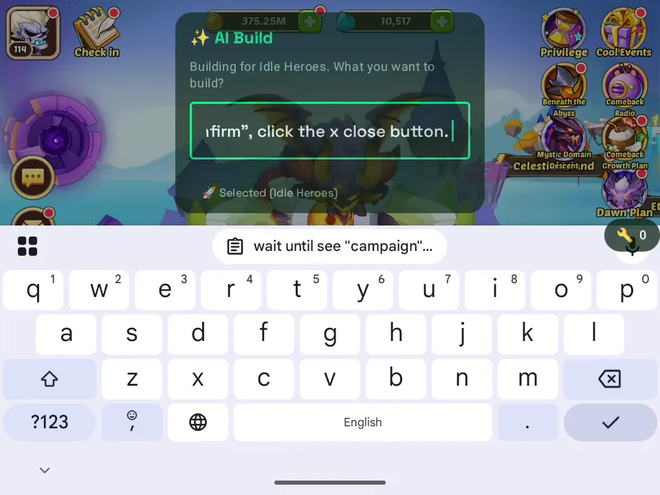 A plain-English automation goal typed into VisorBot's Build AI