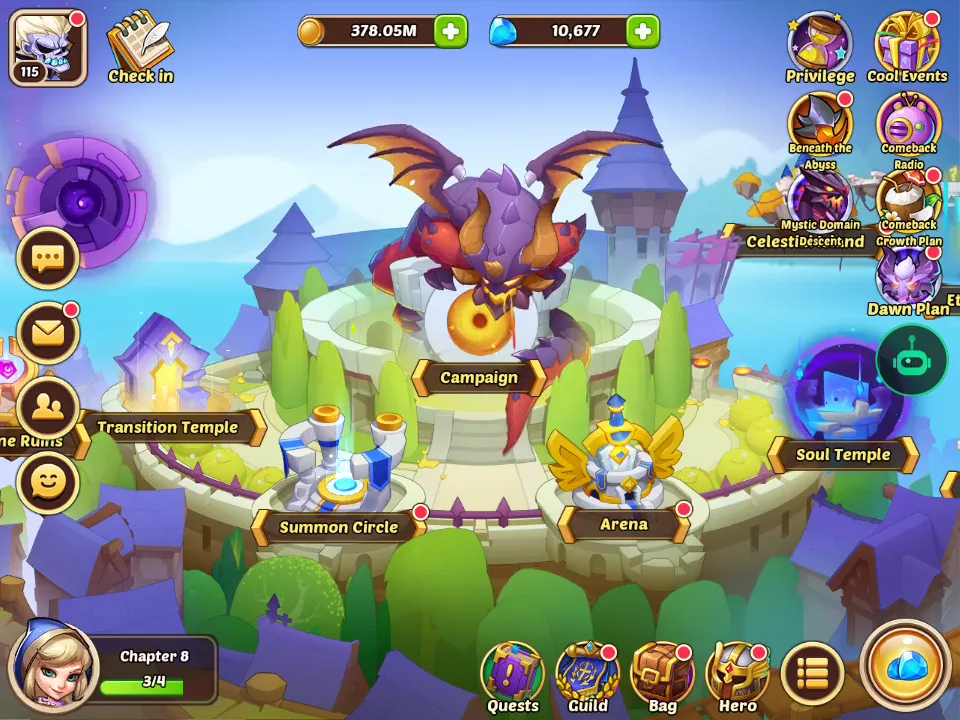 The game back at its home screen after the VisorBot automation finished