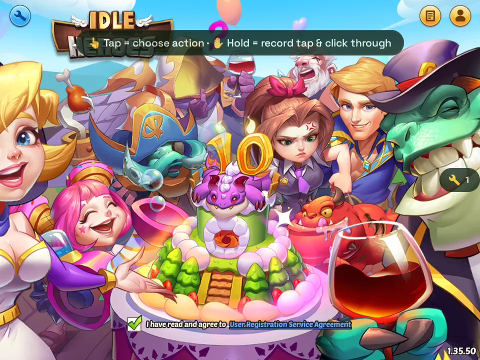 VisorBot build bar over a game: tap to choose an action, hold to record a tap and click through